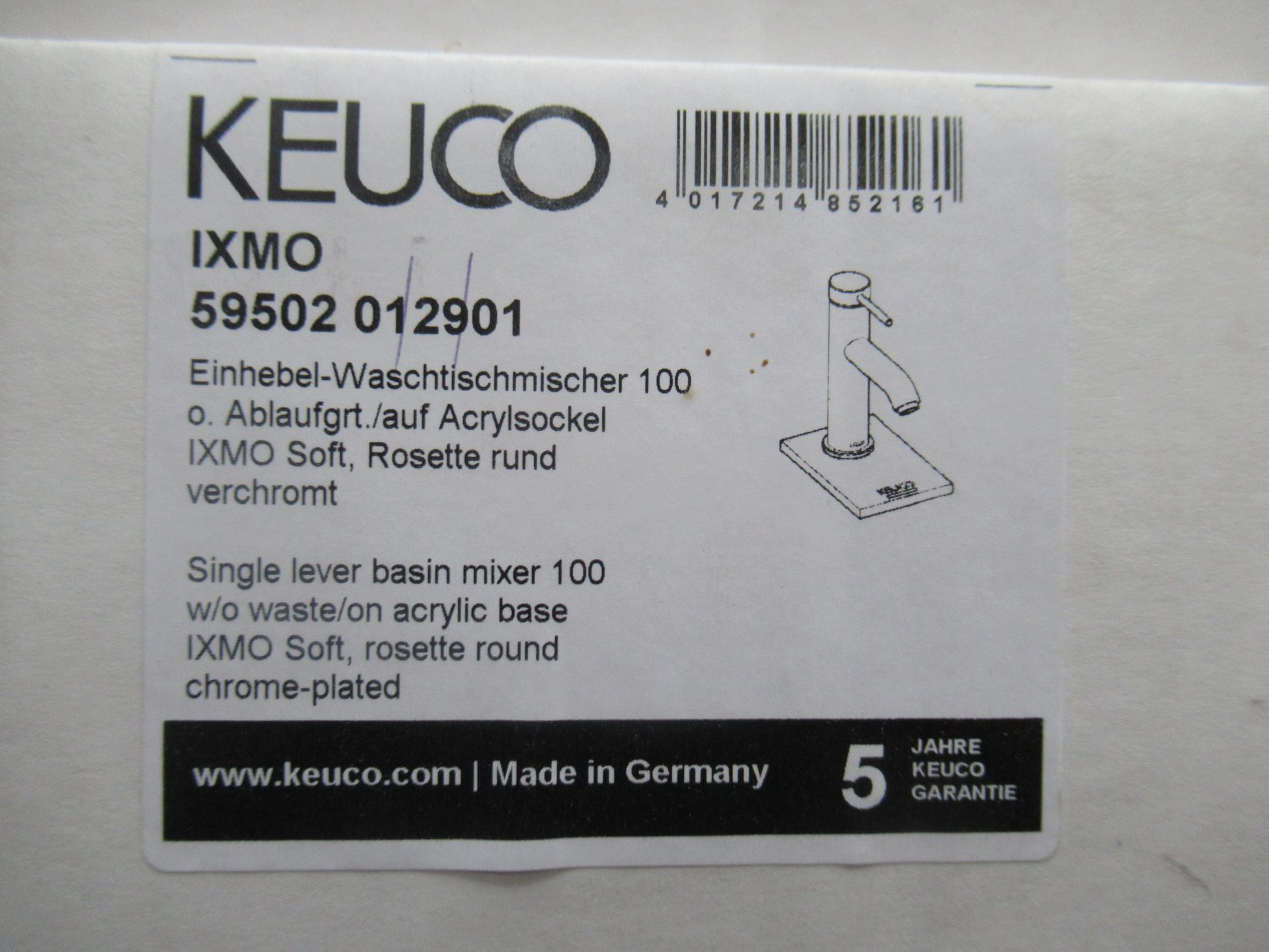 2 x Keuco IXMO Single Lever Basin Mixer 100-Tap, Chrome Plated, P/N 59502-012901 - Bild 2 aus 3