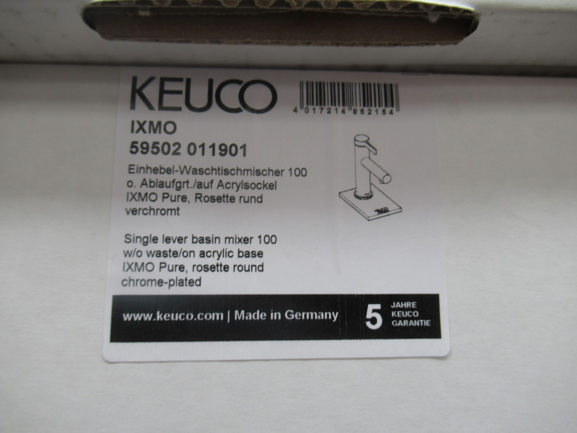 2 x Keuco IXMO Single Lever Basin Mixer 100-Tap, Chrome Plated, P/N 59502-011901 - Image 2 of 3