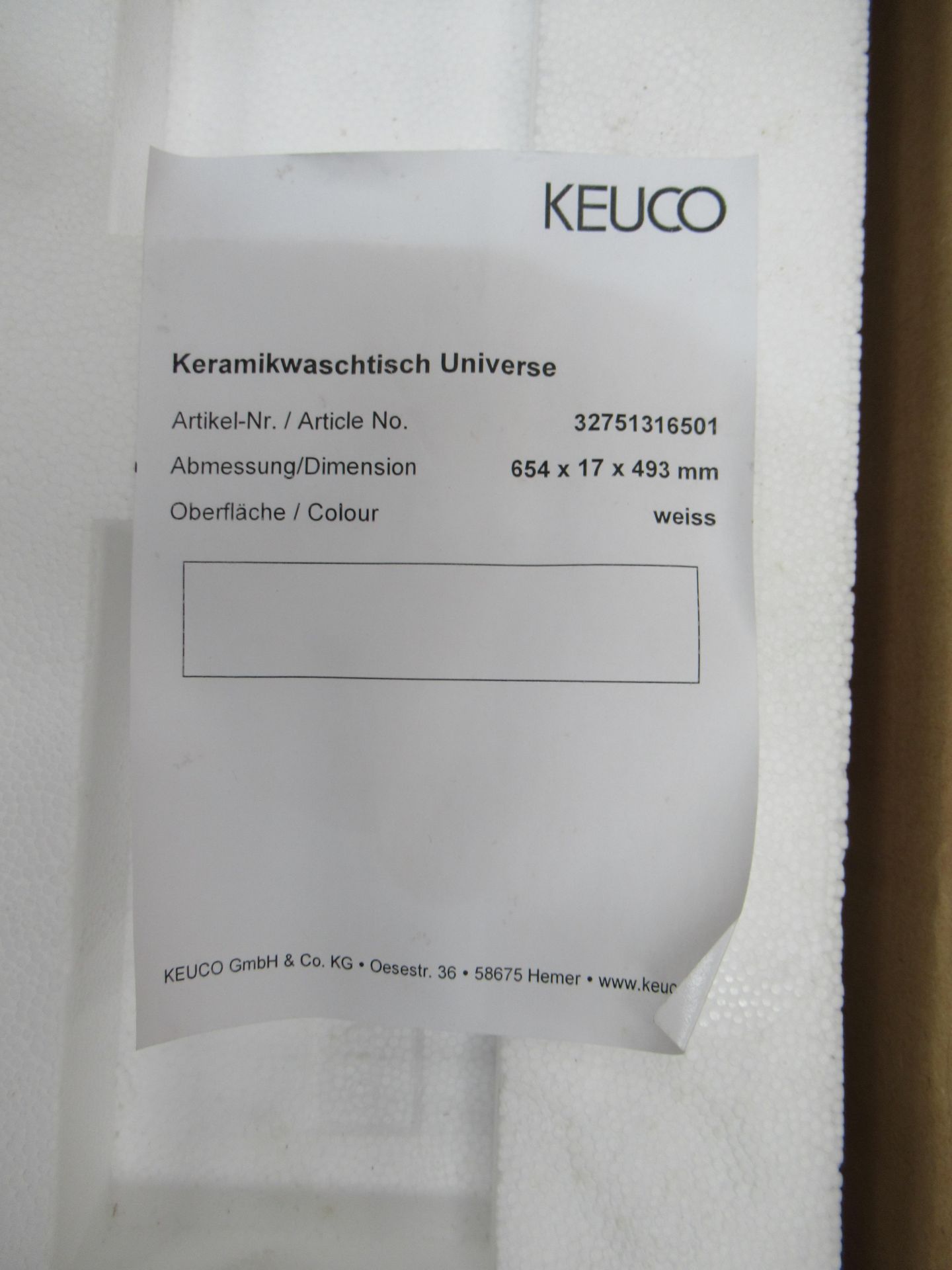 A Keuco Universe Ceramic Sink Basin - Image 4 of 6