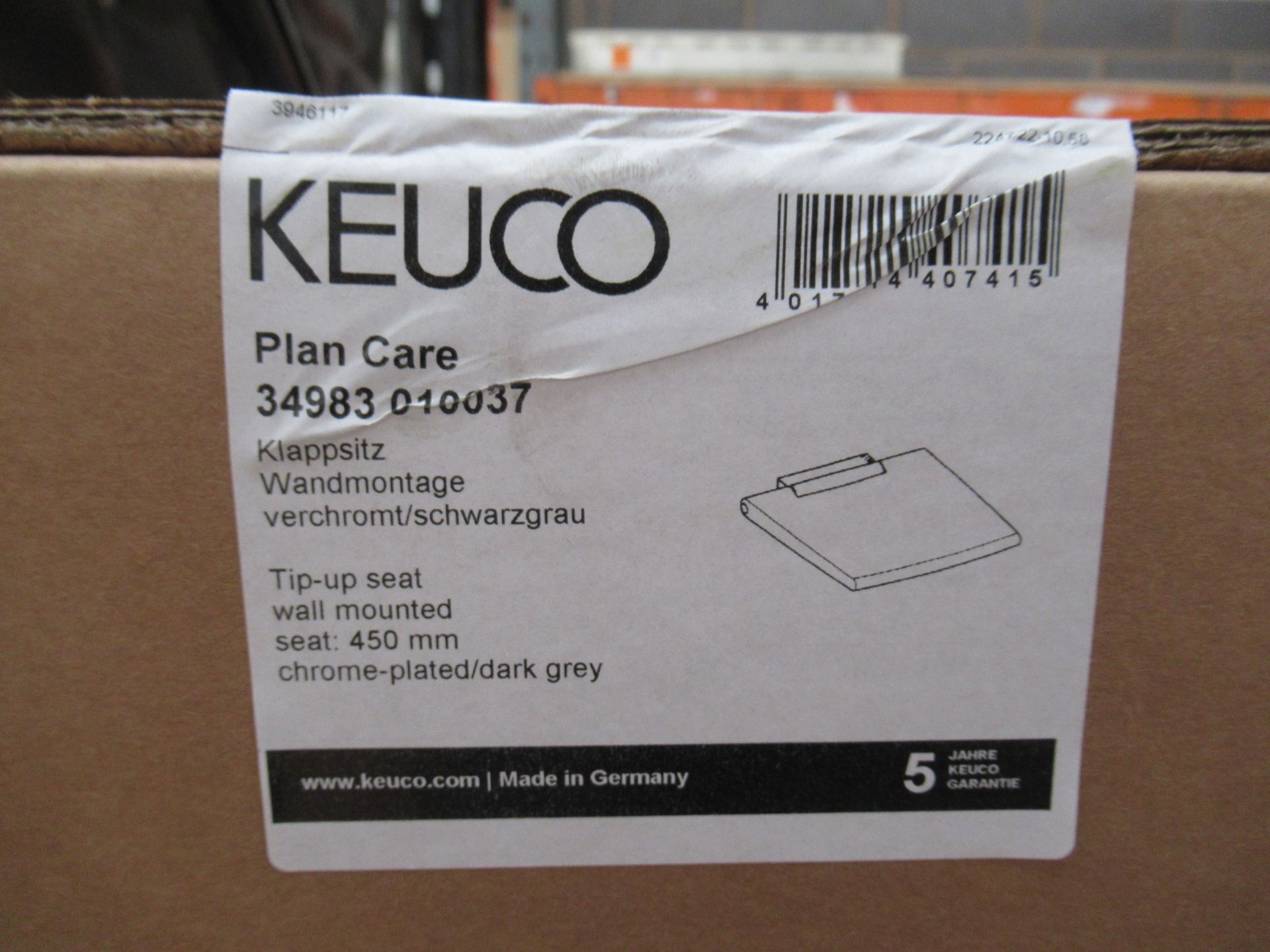 A Keuco Plan Care Tip Up Seat, Chrome Plated/Dark Grey, P/N 34983-010037 - Bild 2 aus 2