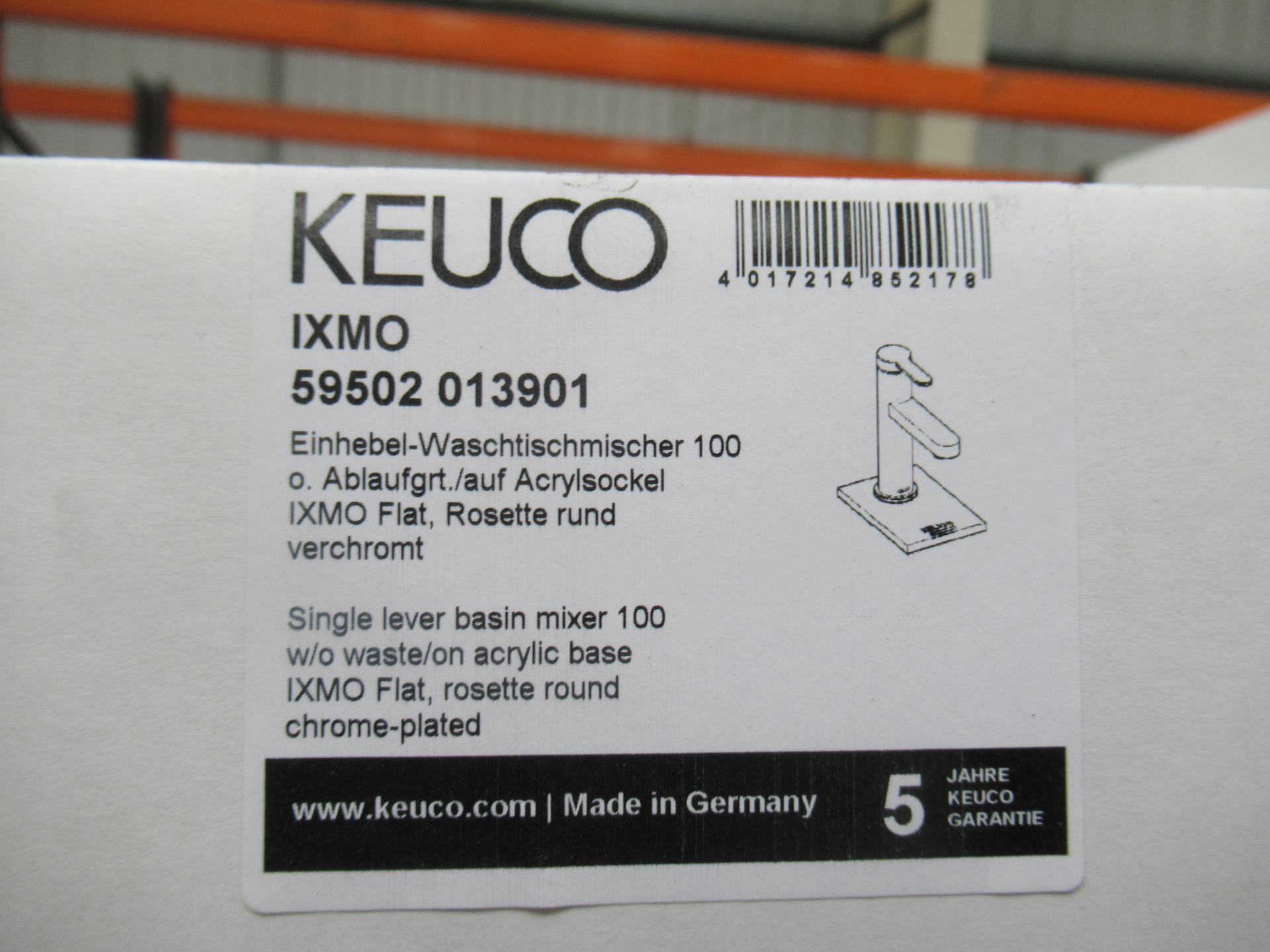 A Keuco IXMO Single Lever Basin Mixer 100-Tap, Chrome Plated, P/N 59502-013901 - Image 2 of 3