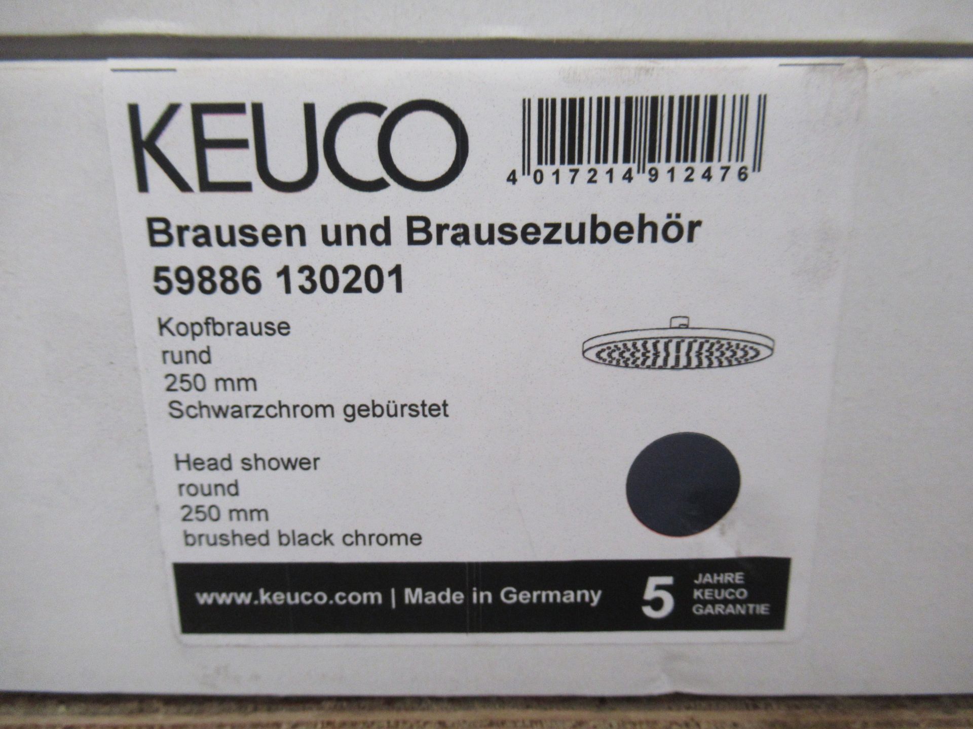A Keuco Shower Head Round, Brushed Black Chrome, P/N 59886-130201