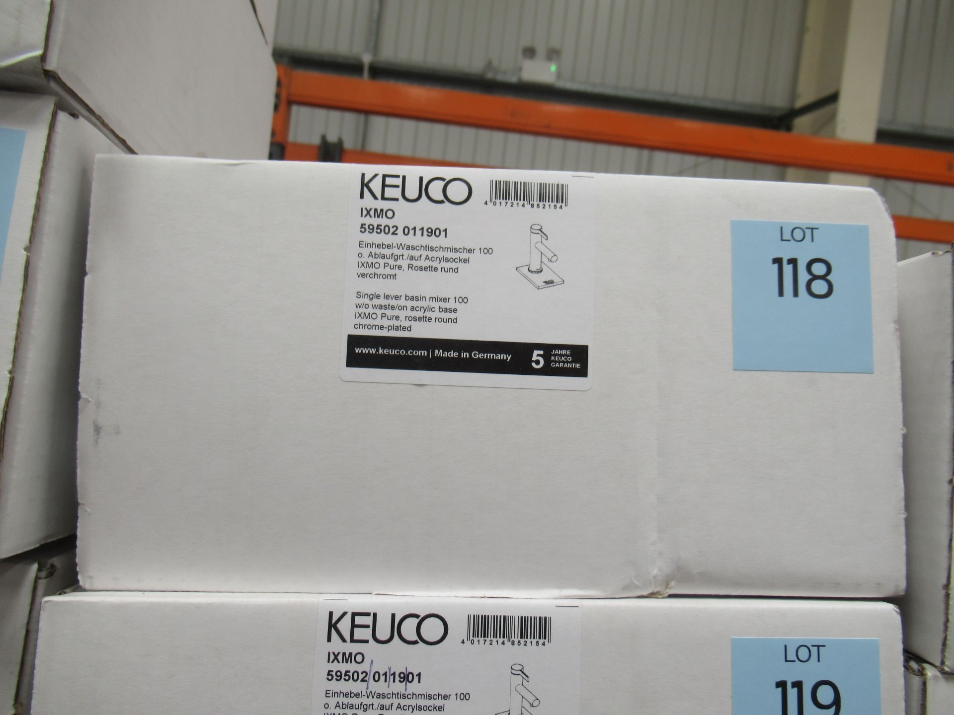 A Keuco IXMO Single Lever Basin Mixer 100-Tap, Chrome Plated, P/N 59502-011901