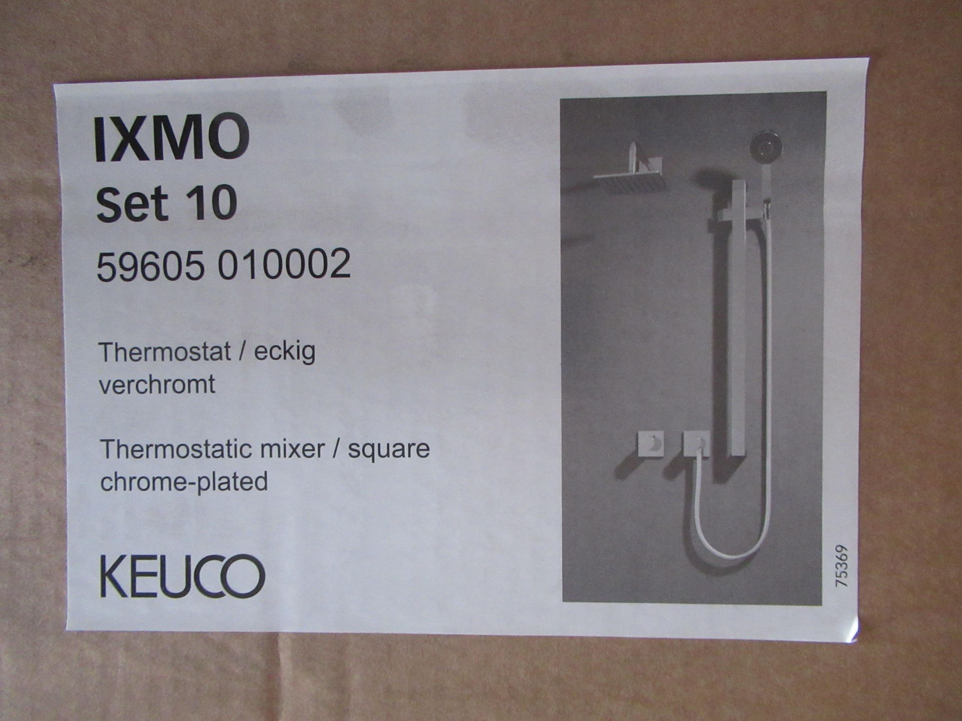 Keuco IXMO Shower Set 10. Thermostatic Mixer 2Ways with Square Rosettes (Chrome Plated) - Image 4 of 4