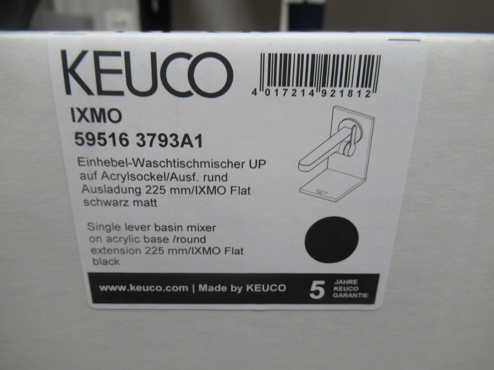 A Keuco IXMO Single Lever Basin Mixer Tap, Flat Black, P/N 59516-3793A1 - Image 2 of 3