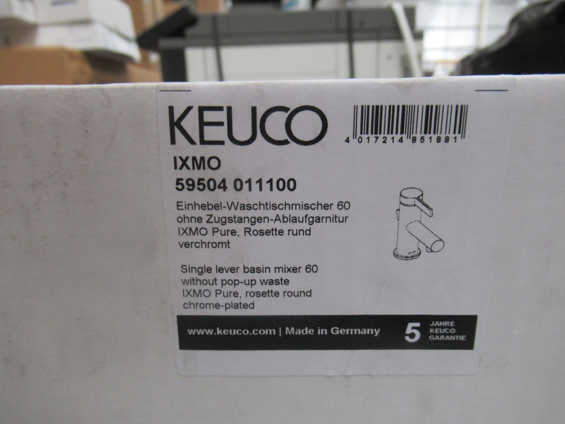 A Keuco IXMO Single Lever Basin Mixer 60 Tap, Chrome Plated, P/N 59504-011100