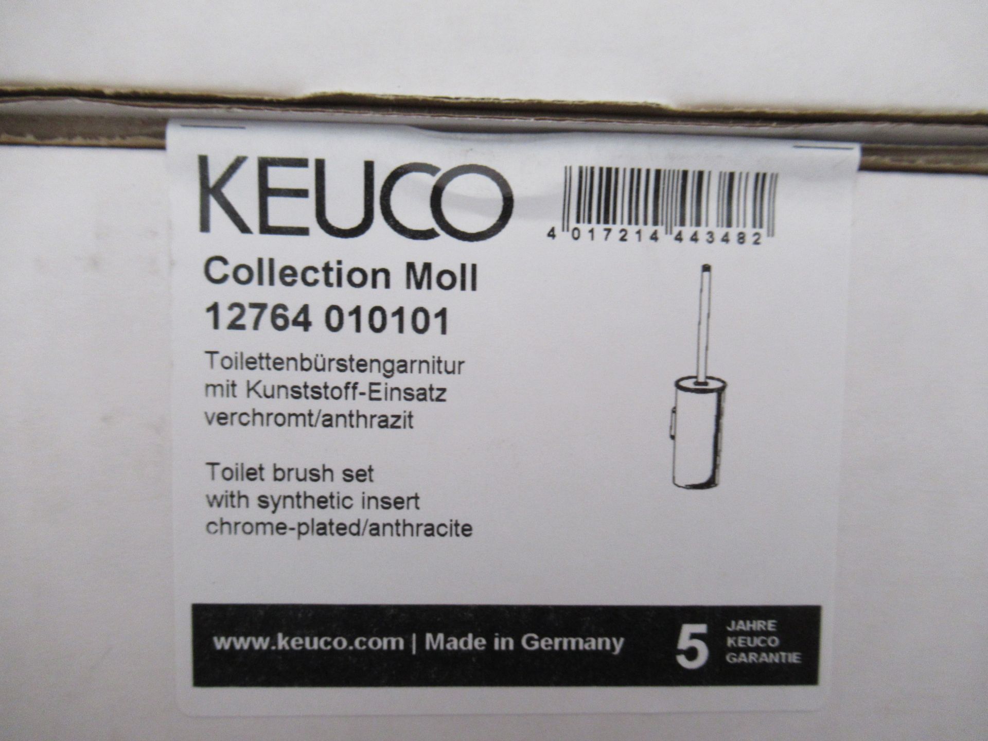 3 x Keuco Collection Moll Toilet Brush Set, Chrome Plated/Anthracite, P/N 12764-010101