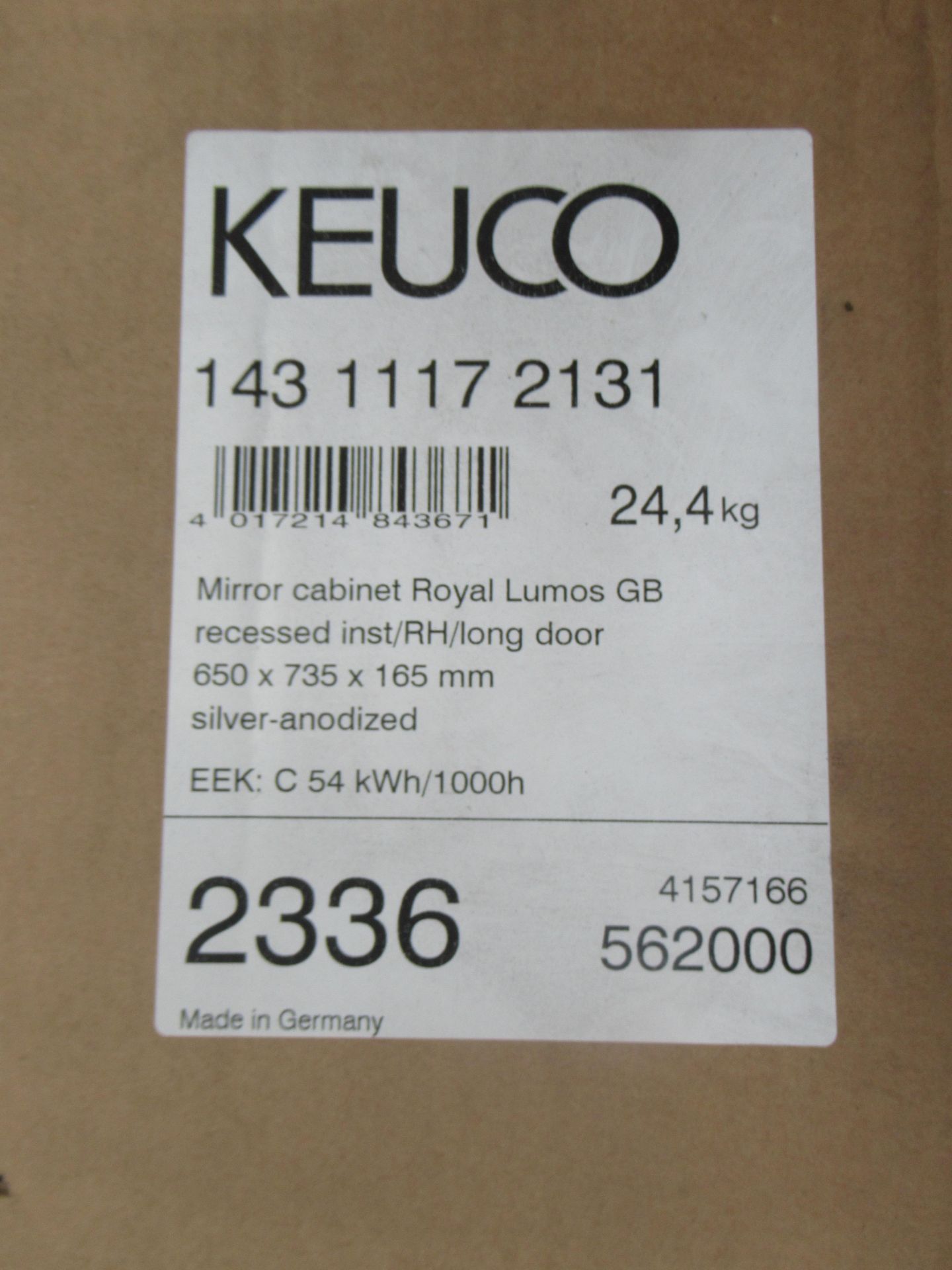 Keuco Royal Lumos Single Door LED Illuminated Recessed Mirror Cabinet - Image 2 of 4