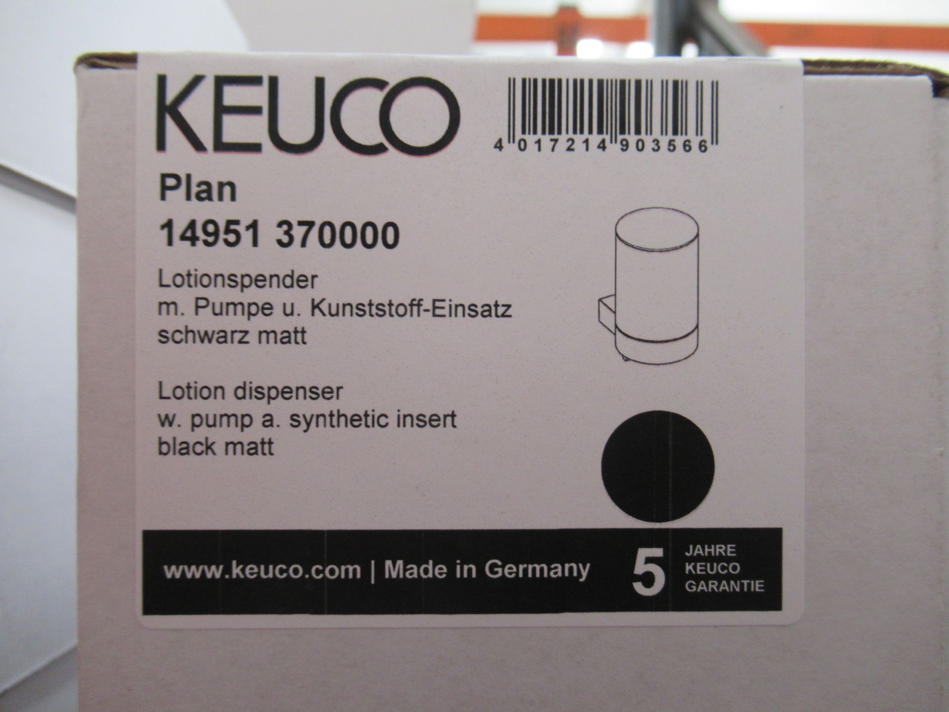 2 x Keuco Plan Lotion Dispenser, Black Matt, P/N 14951-370000