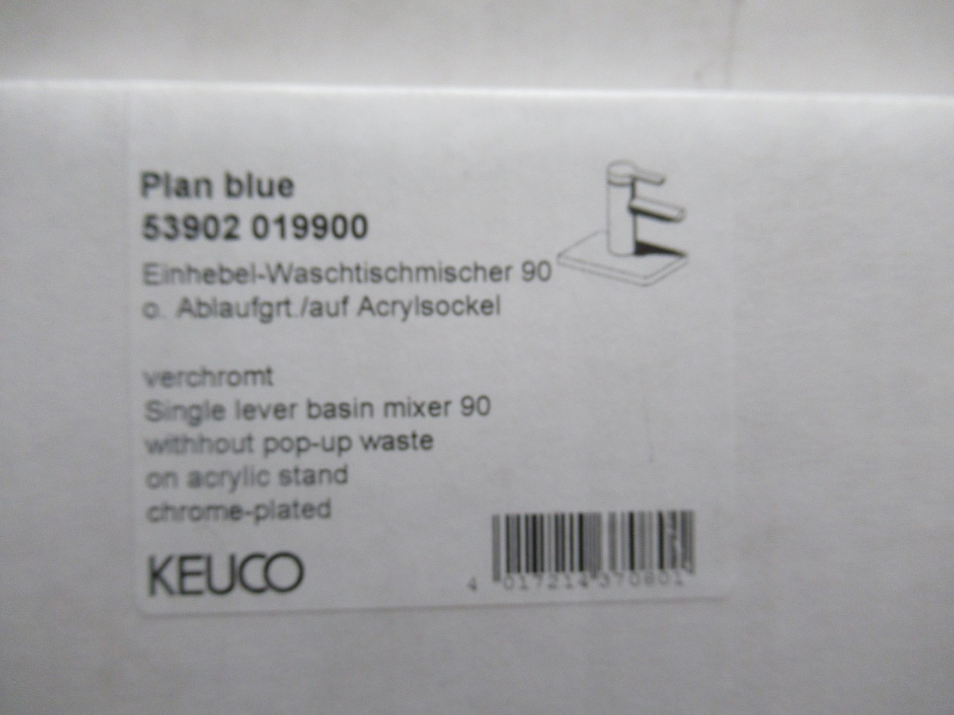 2 x Keuco Plan Blue - Single Lever Basin Mixer 90-Tap, Chrome Plated, P/N 53902-19900 - Image 2 of 3