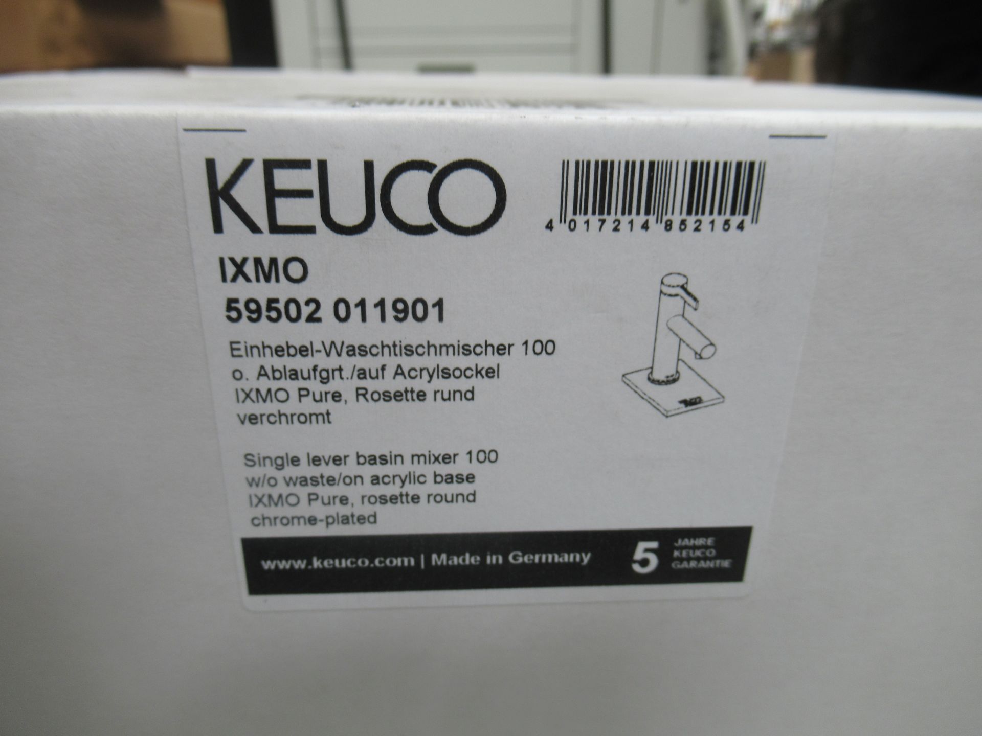 A Keuco IXMO Single Lever Basin Mixer 100-Tap, Chrome Plated, P/N 59502-011901 - Image 2 of 3