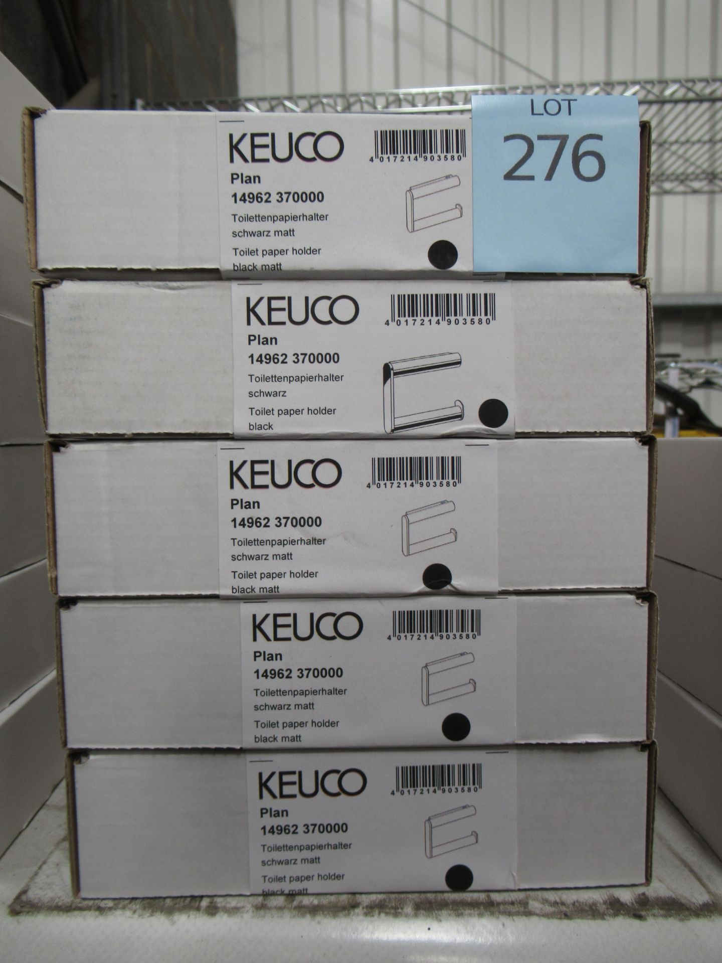 5 x Keuco Plan Toilet Paper Holders, Black Matt, P/N 14962-370000