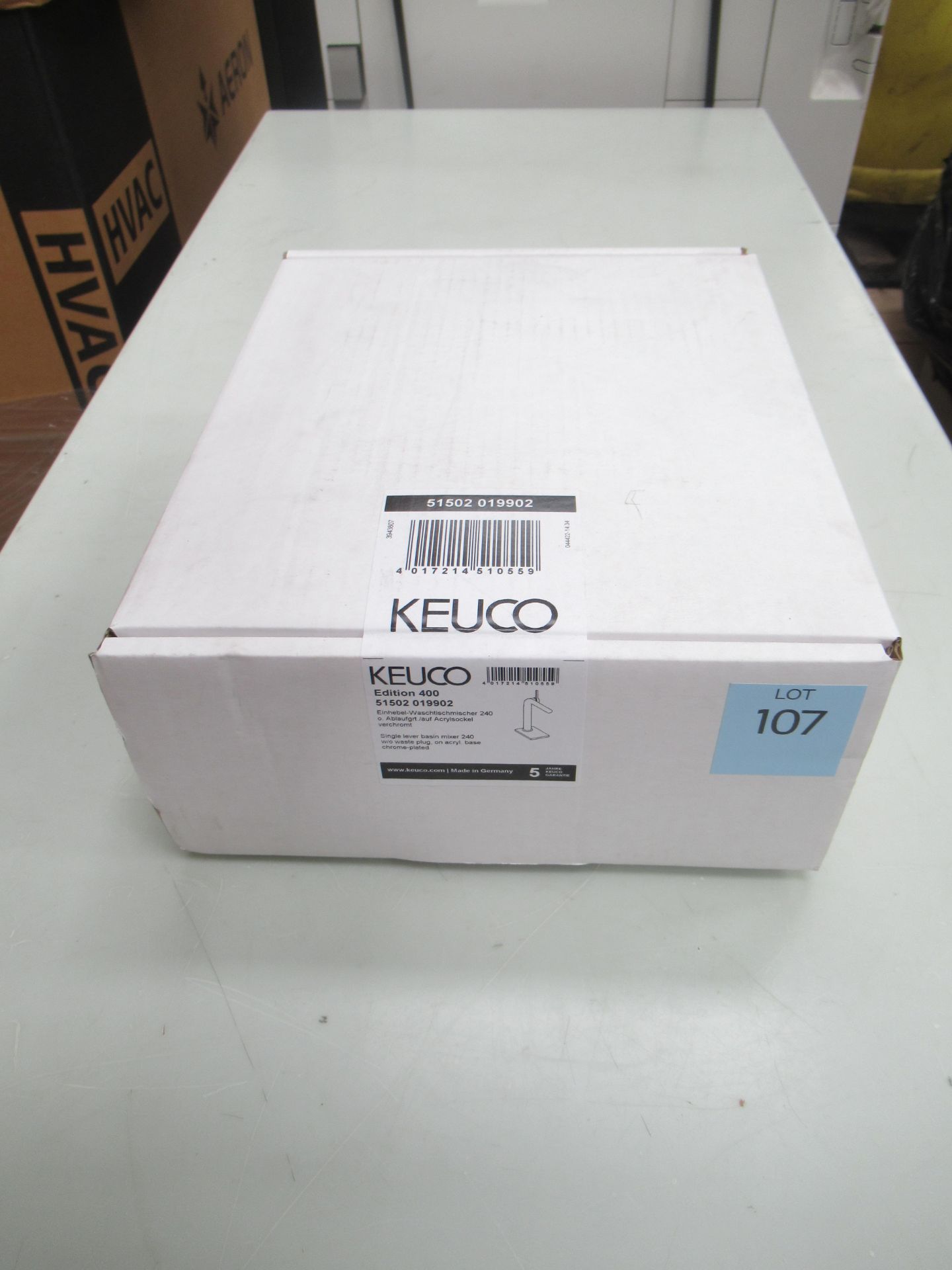 A Keuco Edition 400 Single Lever Basin Mixer 240-Tap, Chrome Plated, P/N 51502-019902