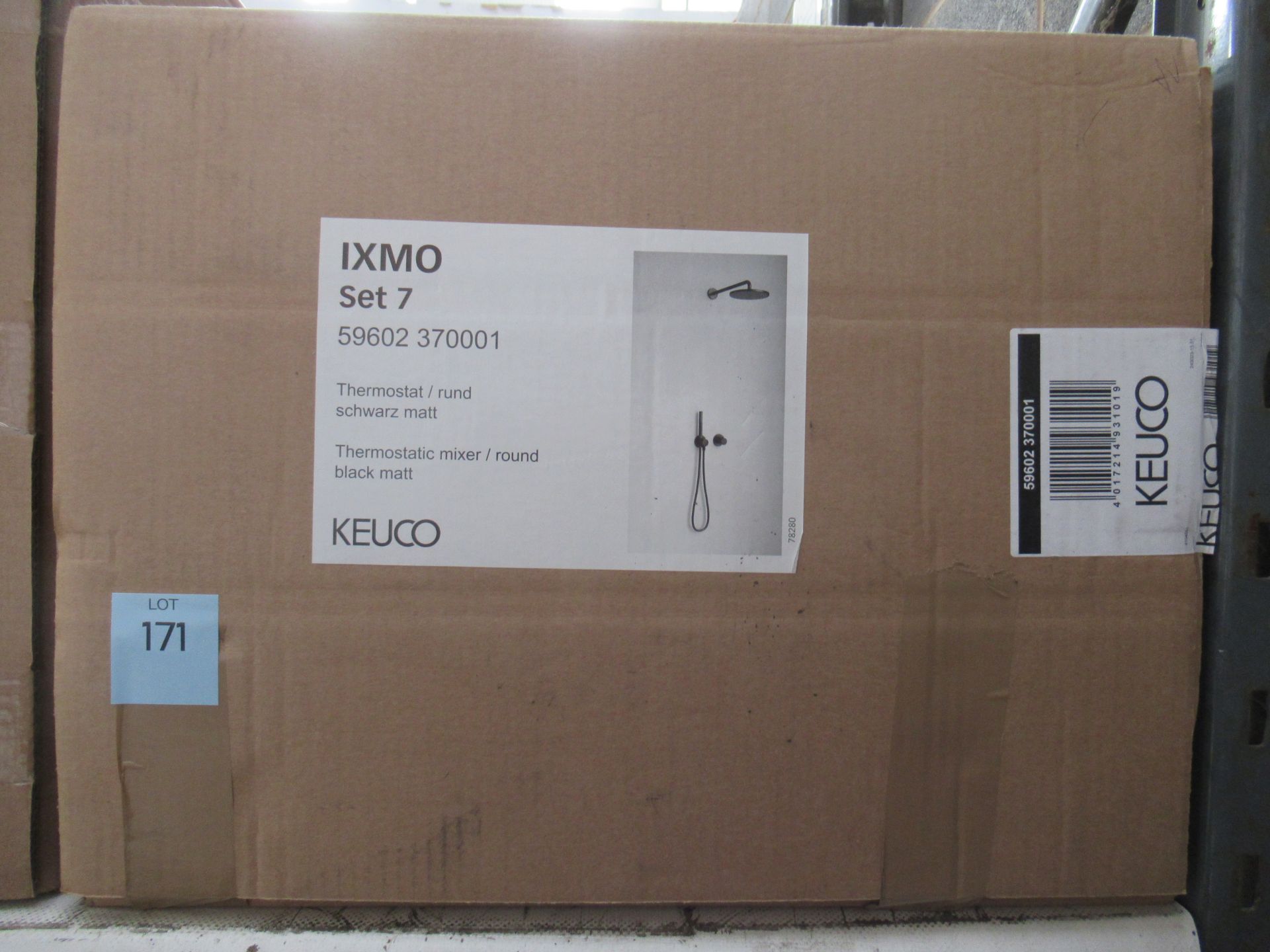 A Keuco IXMO Set 7 Thermostatic Mixer/Round Black Matt Shower Kit, P/N 59602-370001