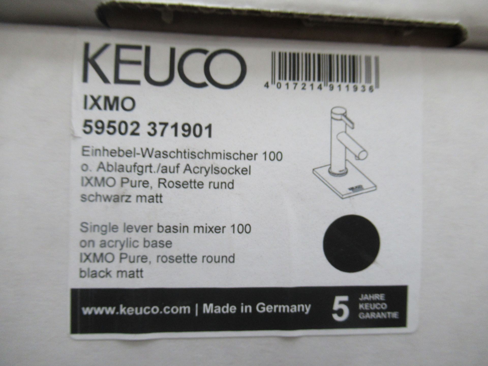 2 x Keuco IXMO Single Lever Basin Mixer 100-Tap, Black Matt, P/N 59502-371901 - Image 2 of 3