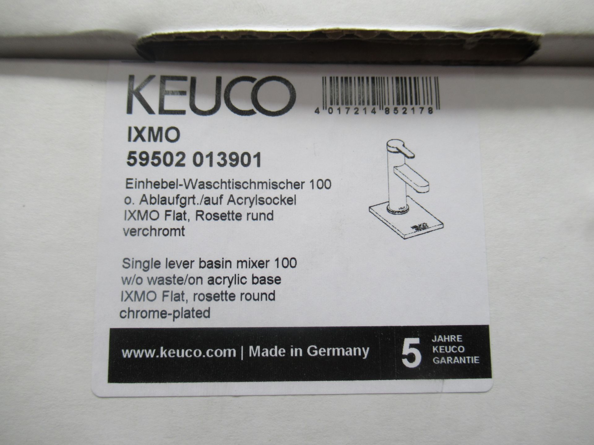 A Keuco IXMO Single Lever Basin Mixer 100-Tap, Chrome Plated, P/N 59502-013901 - Bild 2 aus 3