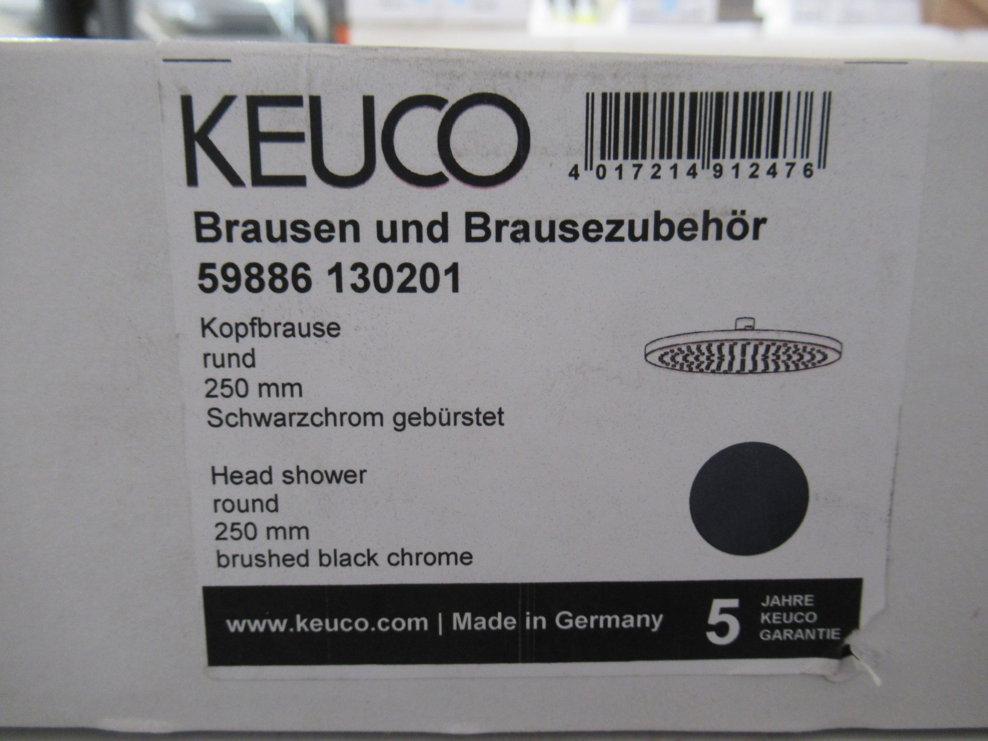 A Keuco Shower Head Round, Brushed Black Chrome, P/N 59886-130201