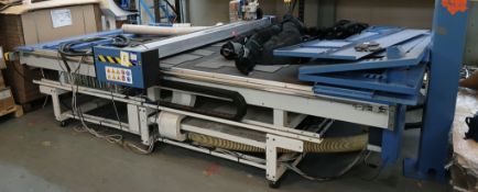 Atom FXC30205 bridge type single head flatbed cutter approx. 3.8m x 2.2m bed, Serial number 10082246