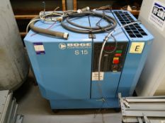 Boge SI5 packaged air compressor with unknown air receiver tank, Serial number unknown – Please note