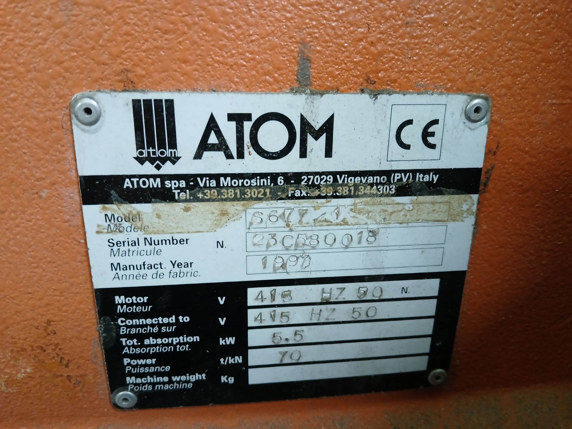 Atom 5677/1 Press Serial number ZC580018 (1997) 1650mm capacity with side lightguards, overall - Bild 6 aus 8