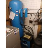 Lot comprising a 5,000 litre air receiver tank and Tundra 120 air dryer and filters. Pipework