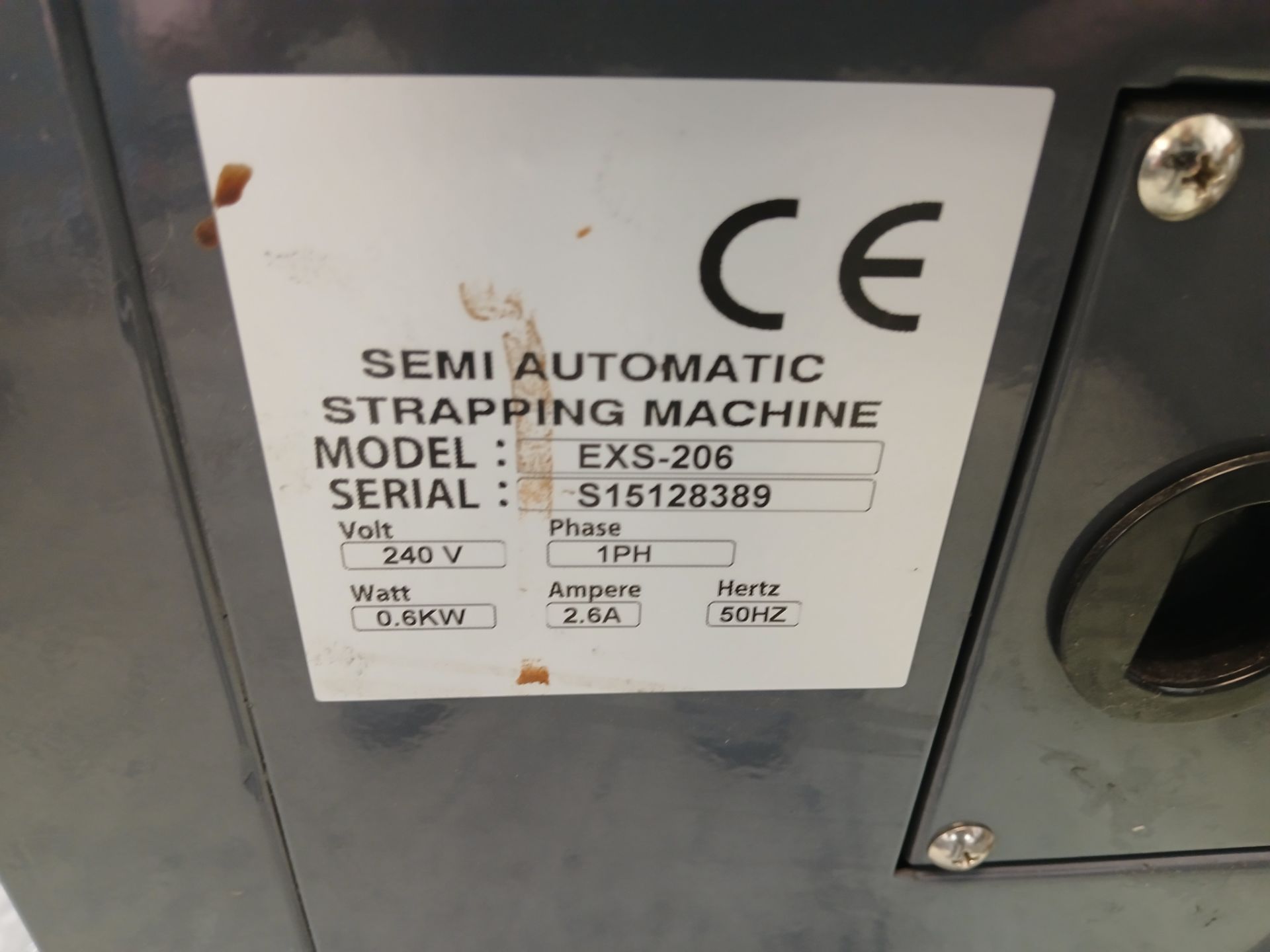 EXS 206 strapping machine, Serial Number S15128389 - Image 3 of 3