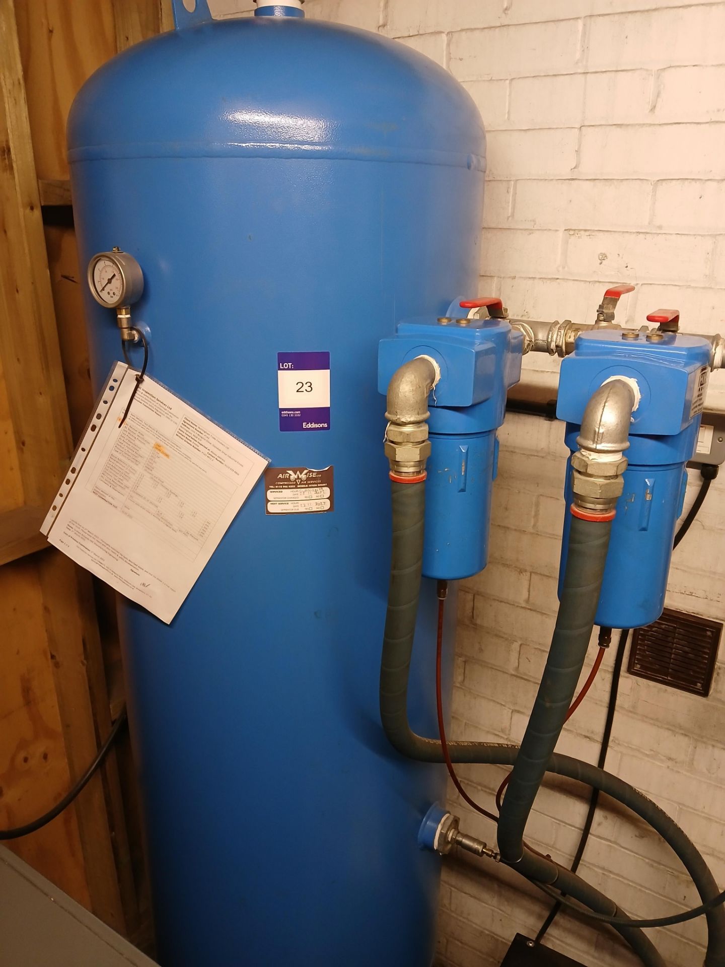 Lot comprising a 5,000 litre air receiver tank and Tundra 120 air dryer and filters. Pipework - Image 2 of 4