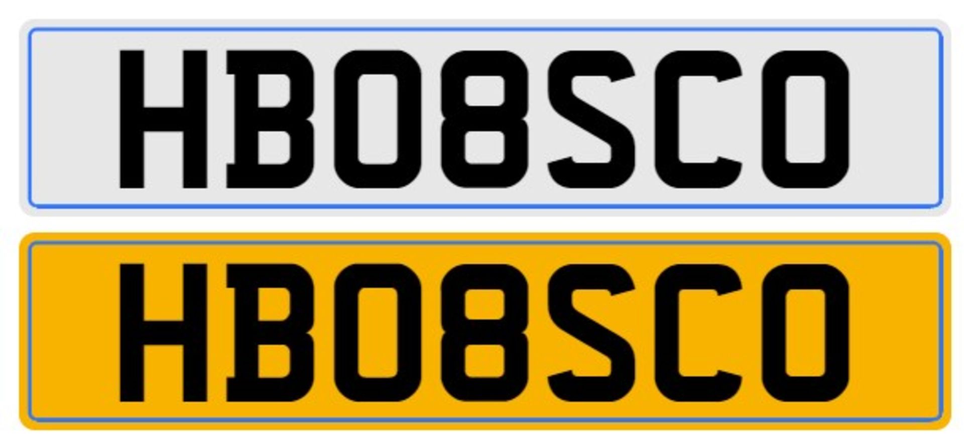 Cherished registration number.: HB08SCO An administration fee of £80 + VAT will be added to the sale