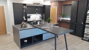 Hacker Comet Putty Concrete Black ex display kitchen to include Neff S195HCX26G integrated