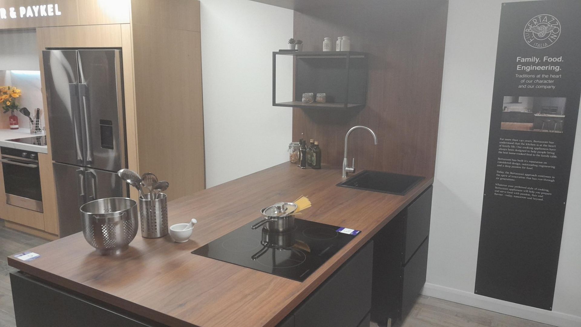 Hacker Top Soft Black and Walnut handleless ex display kitchen, with Schock undermount sink and tap. - Image 4 of 7