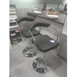 2 : Black leather covered bar stools with Steel frame