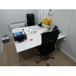 Assortment of Office Furniture, to include 2 x Single Person Workstations, 2 x Fabric upholstered