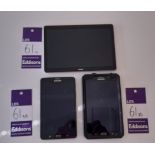 2x Samsung Galaxy Tab 7” tablets (1 screen cracked) and 1x Huawei AGS-L09 9.5” tablet. Collection