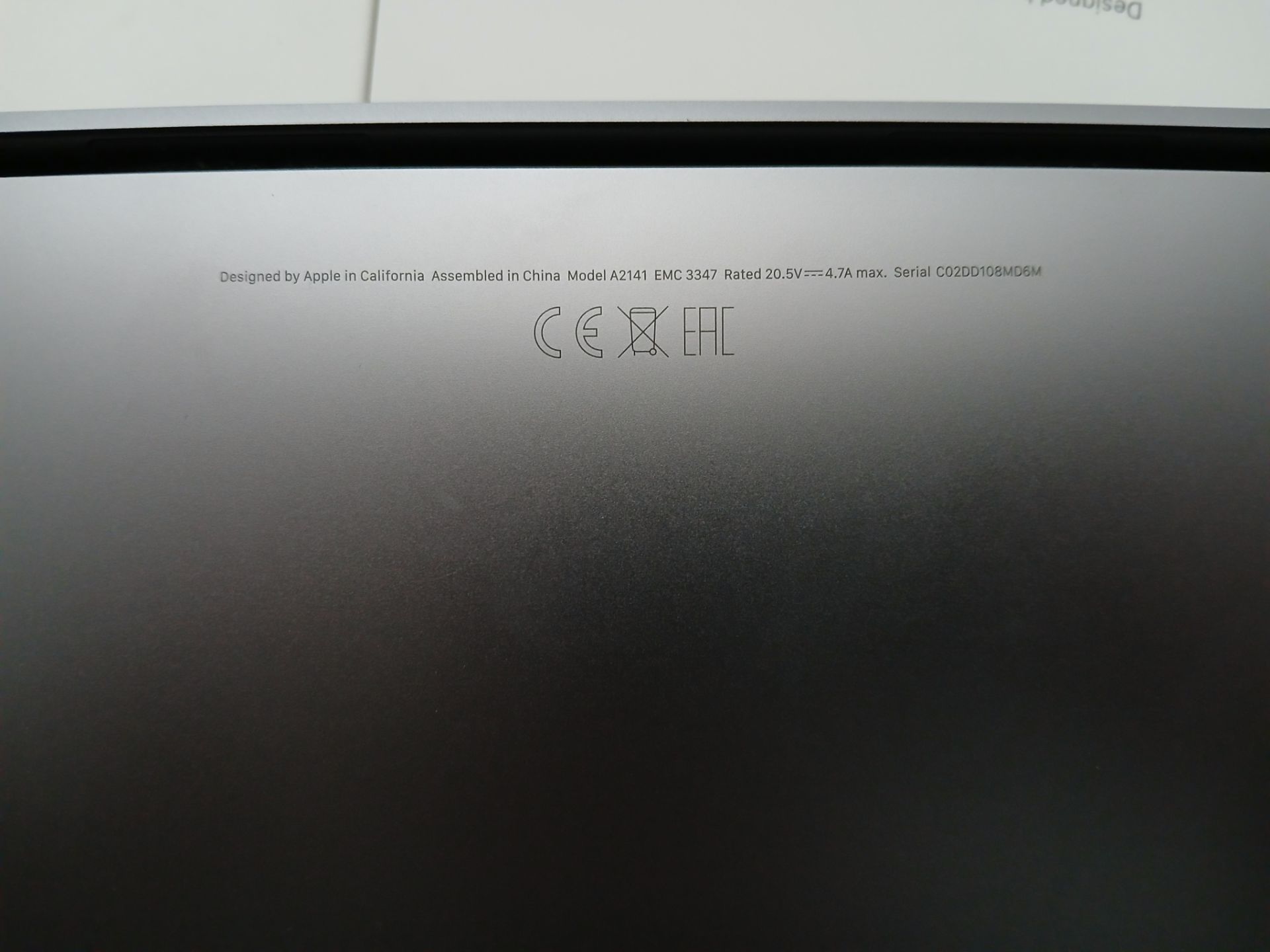 Apple MacBook Pro (16”, 2019) with charger, Serial Number C02DD108MD6M (Please refer to the pictures - Bild 5 aus 6