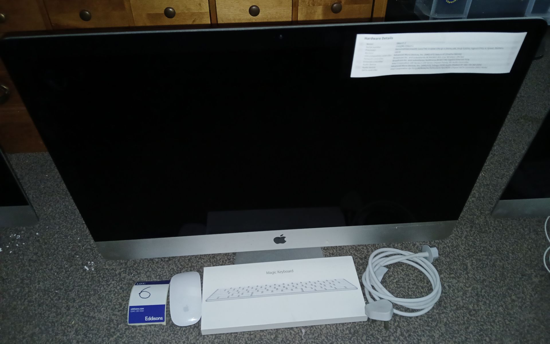 Apple iMac (Retina 5K, 27”, Late 2015) with Power Cable, Keyboard and Mouse, Serial Number