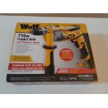 Wolf 710W Impact Drill with Keyless Chuck, 240V, (located in Leeds)