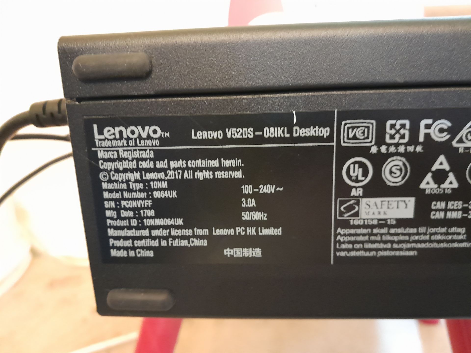 Lenovo V520S-08IKL Desktop PC, Intel Core i3-7100, 4GB Ram, 500GB HDD, (located in Leeds) - Image 2 of 2