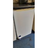 1x White undercounter fridge and 1x white undercounter fridge freezer and white floor standing