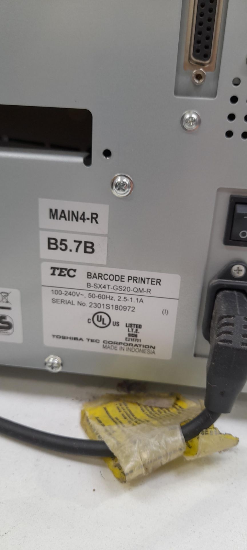 Toshiba TEC B-SX4T-GS20-QM-R Barcode printer - Image 3 of 4