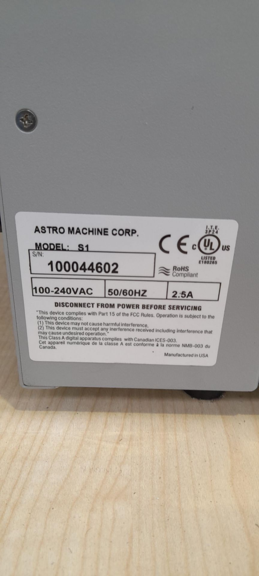 Astro Machine Corp Astrojet S1 inkjet colour printer with “Memjet waterfall” technology and 7” - Image 3 of 7