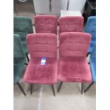 4x Maroon Suede Effect Chairs