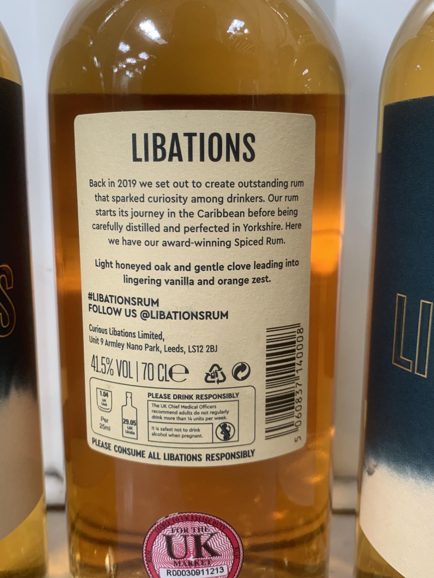 3x Bottles of Libations Single Origin Spiced Rum 41.5%, 70cl - Image 2 of 3