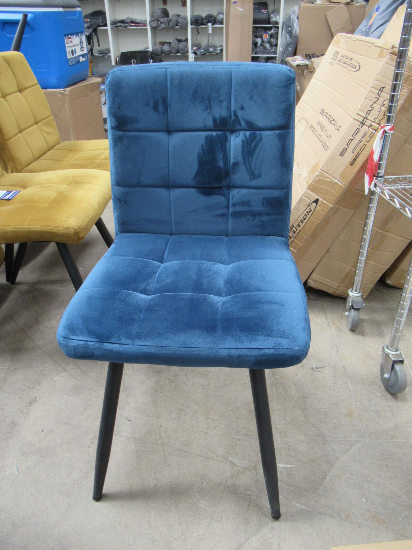 4x Blue Suede Effect Chairs - Image 2 of 2