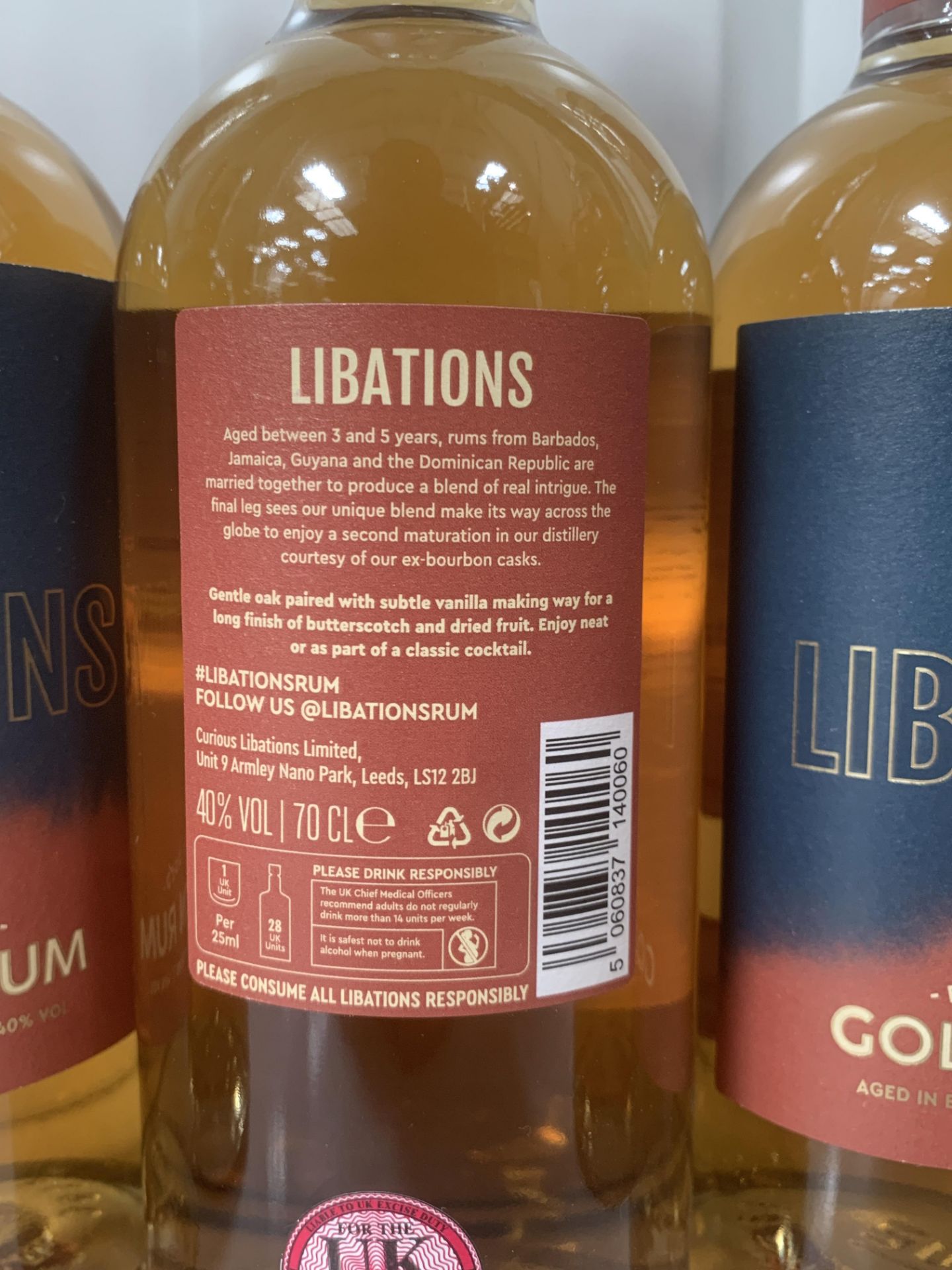 5x Bottles of Libations Double Aged Golden Rum 40%, 70cl - Image 2 of 3