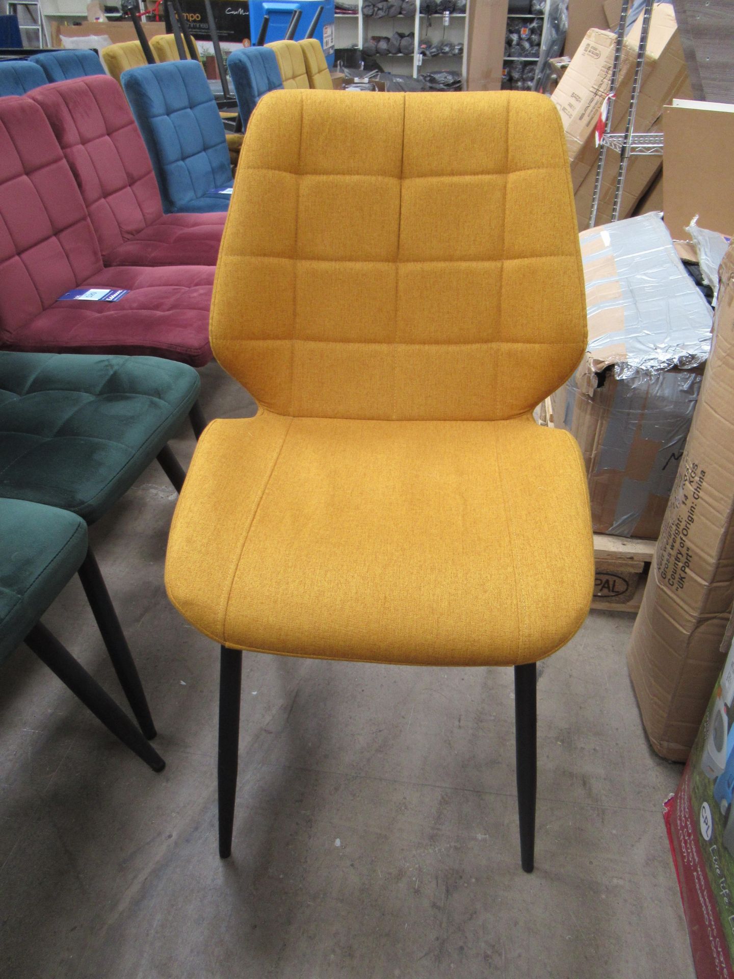 4x Yellow Upholstered Chairs - Image 2 of 2