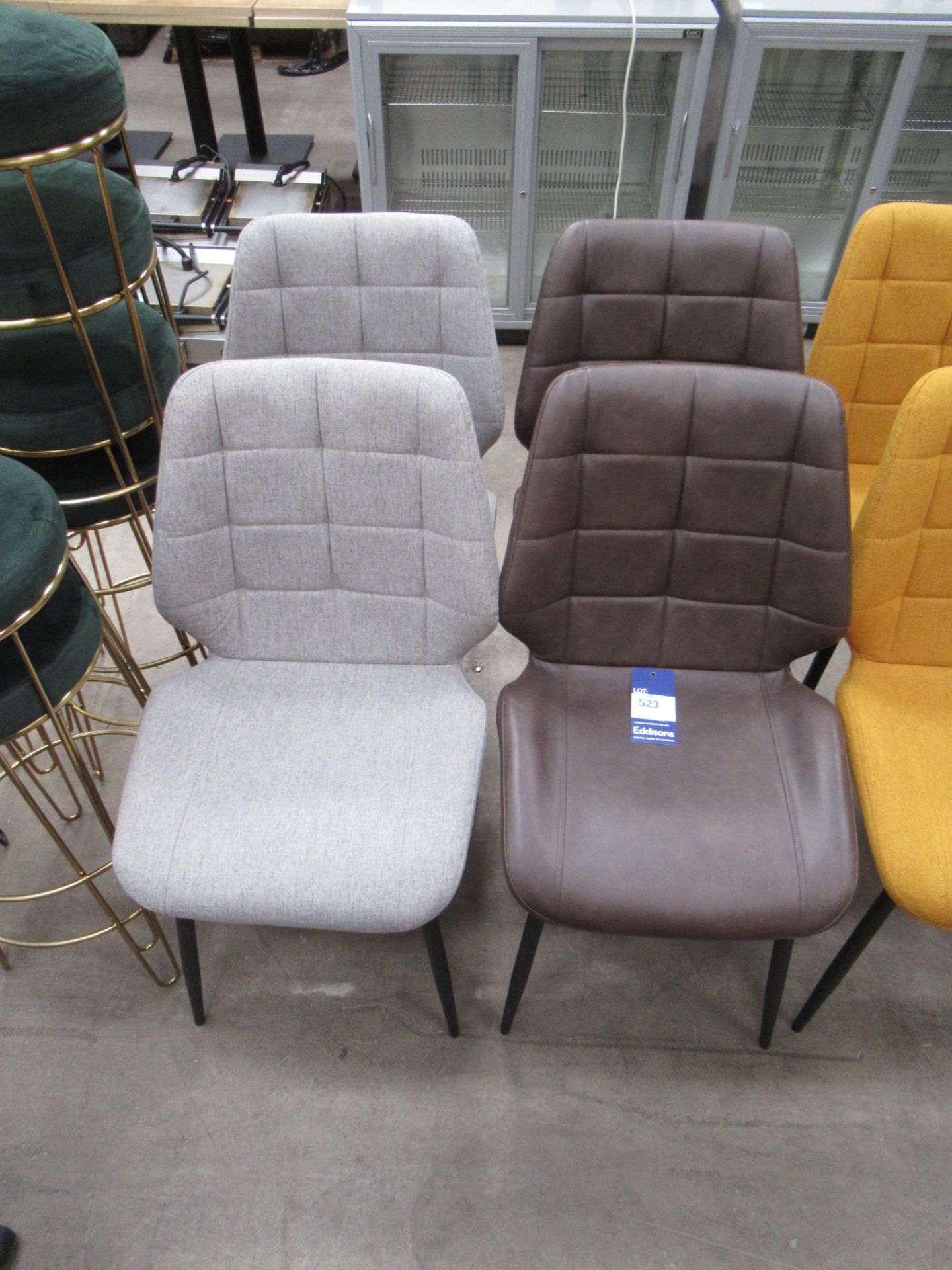 4x Chairs - 2x Grey, 2x Brown Leather