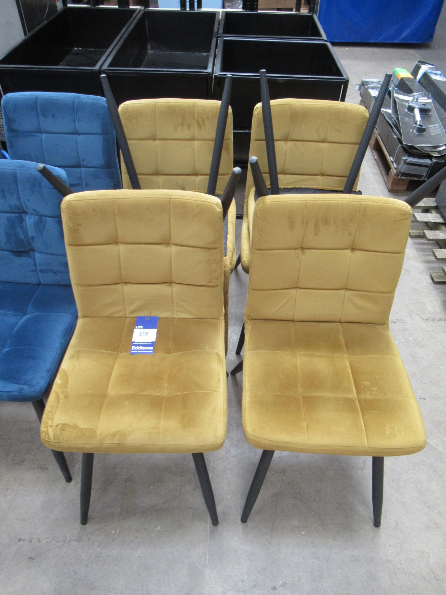 6x Yellow Suede Effect Chairs