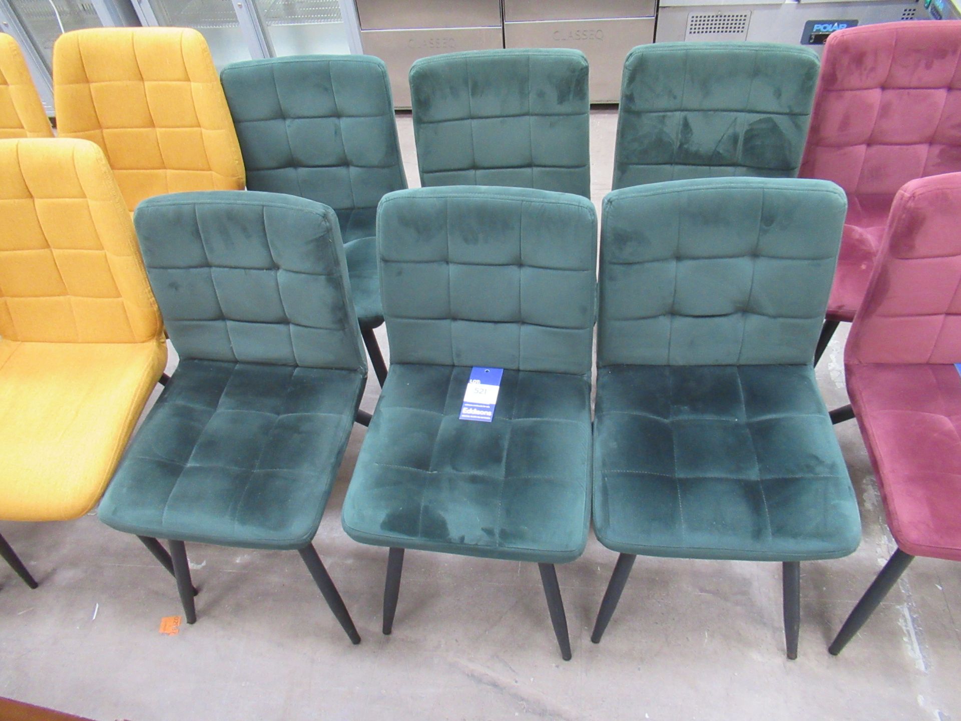 6x Green Suede Effect Chairs