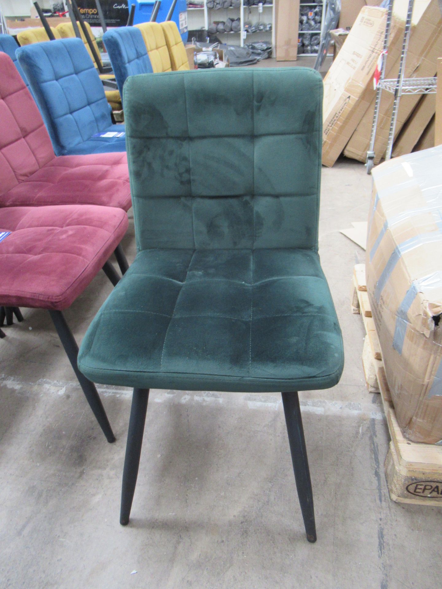 6x Green Suede Effect Chairs - Image 2 of 2