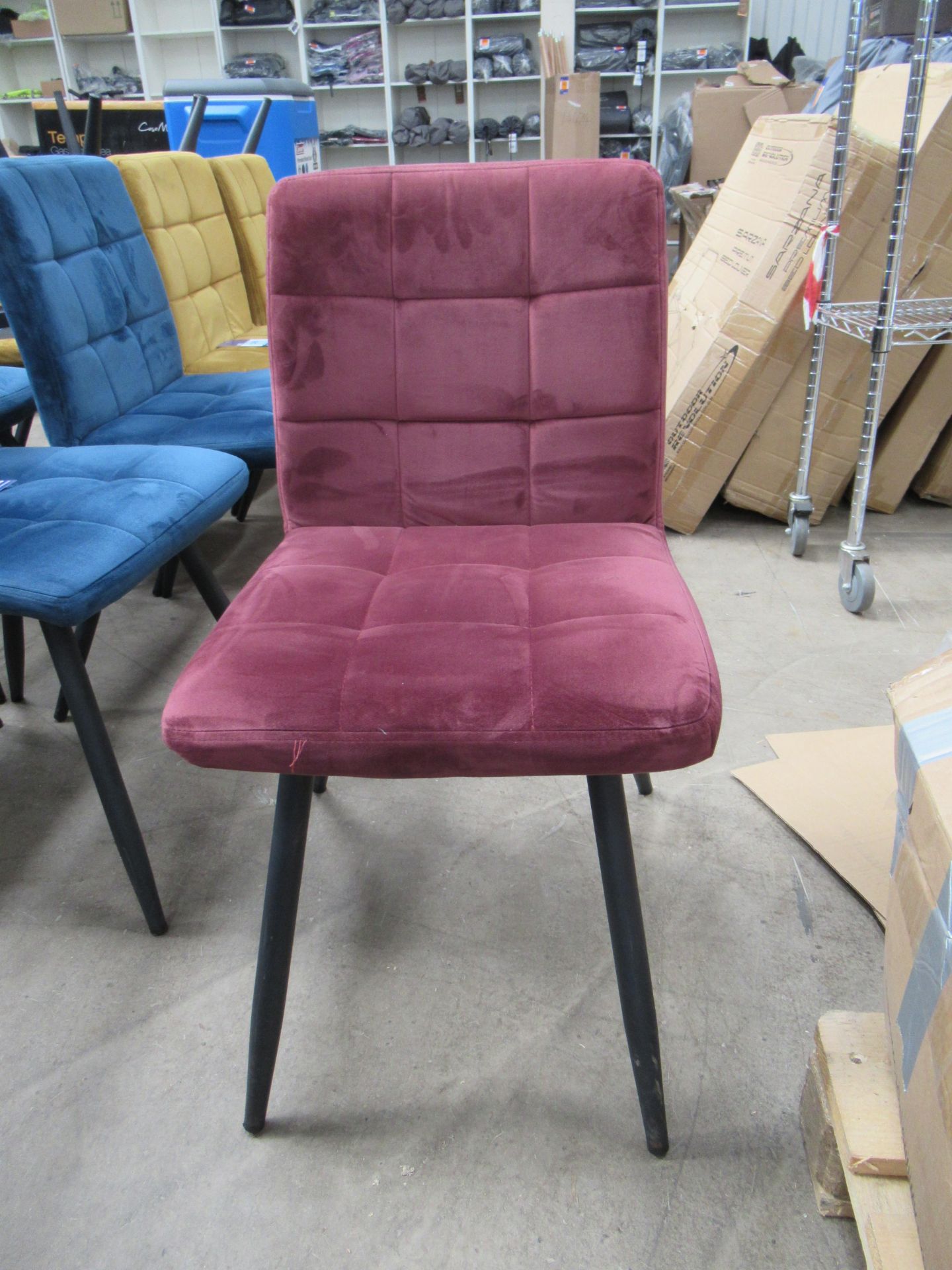 4x Maroon Suede Effect Chairs - Image 2 of 2